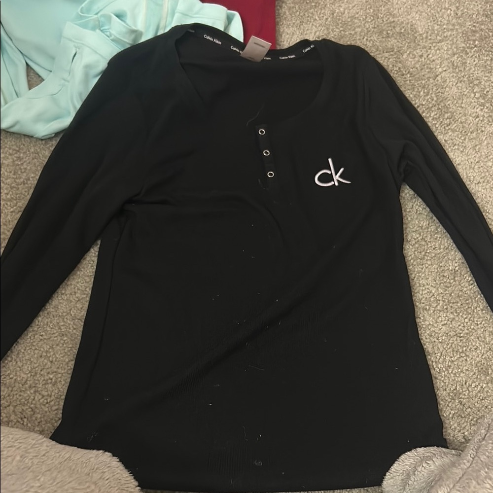 Calvin Klein Black Long Sleeve Henley